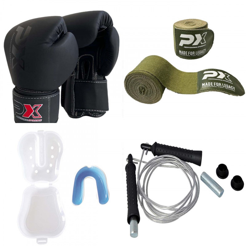 Topseller Neu Boxhandschuh Leder Set Sprinseil Bandagen 3,5m Mundschutz