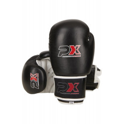 PX Boxhandschuhe schwarz-weiß Leder  Leder Kopfschutz  Bandagen 3.5m Zahnschutz PX ALLROUND transparent m.Box