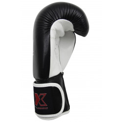 PX Boxhandschuhe schwarz-weiß Leder  Leder Kopfschutz  Bandagen 3.5m Zahnschutz PX ALLROUND transparent m.Box