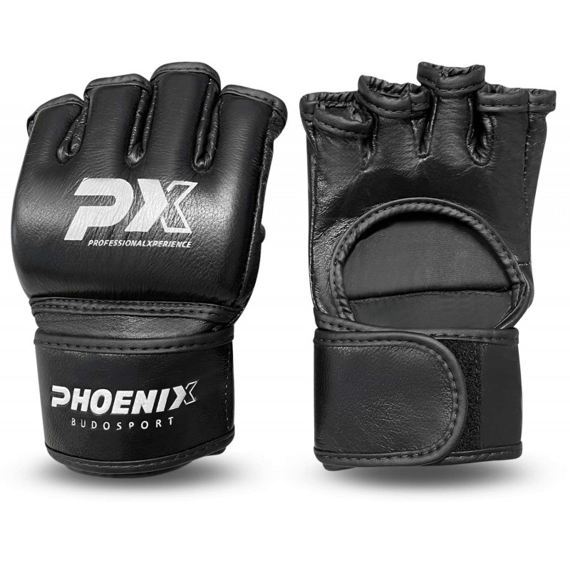 PX MMA Handschuhe  PX MMA Shorts schwarz-grau, Stretch  Ohrenschoner Universalgröße, schwarz