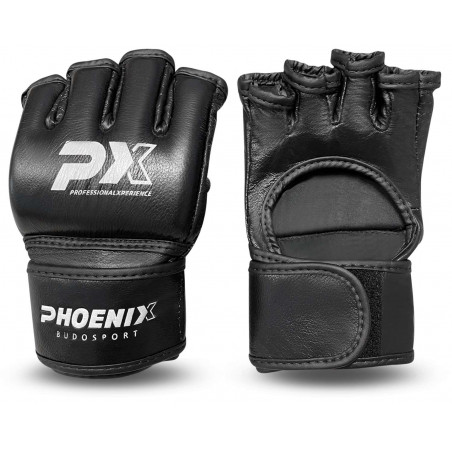 PX MMA Handschuhe  PX MMA Shorts schwarz-grau, Stretch  Ohrenschoner Universalgröße, schwarz